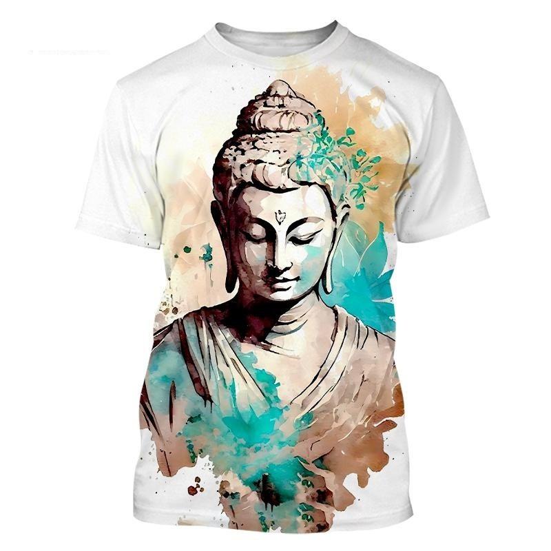 T-Shirts 3D Buddha Shakyamuni Printing T Shirt For Men Round Neck Short Sleeve Kid Cool Buddhist Faith Tops Harajuku Clothes Tee
