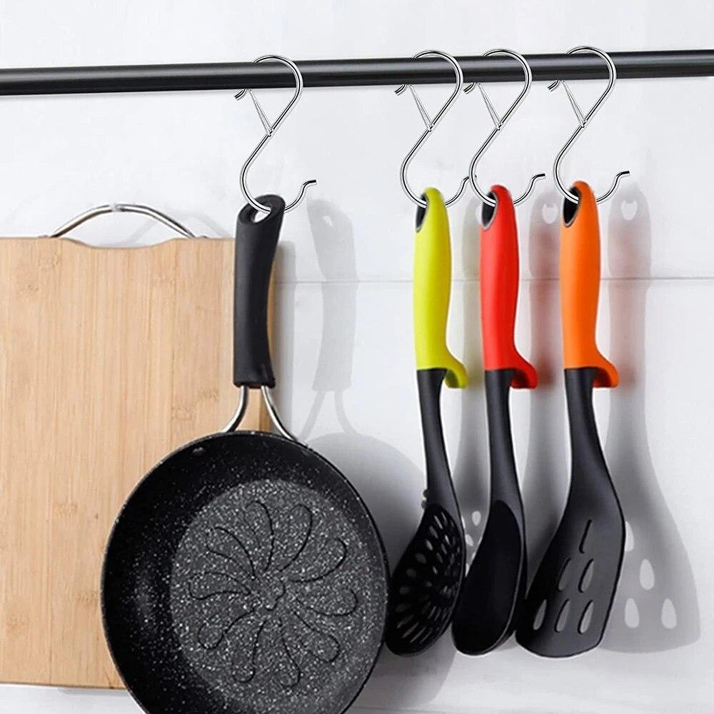 2 шт. металлический крючок S-образной формы, садовая подвесная застежка, кухонная полка для горшков, сумки для спальни, одежда, полотенца, штанга для шкафа, S, крючки для вешалок с пряжкой