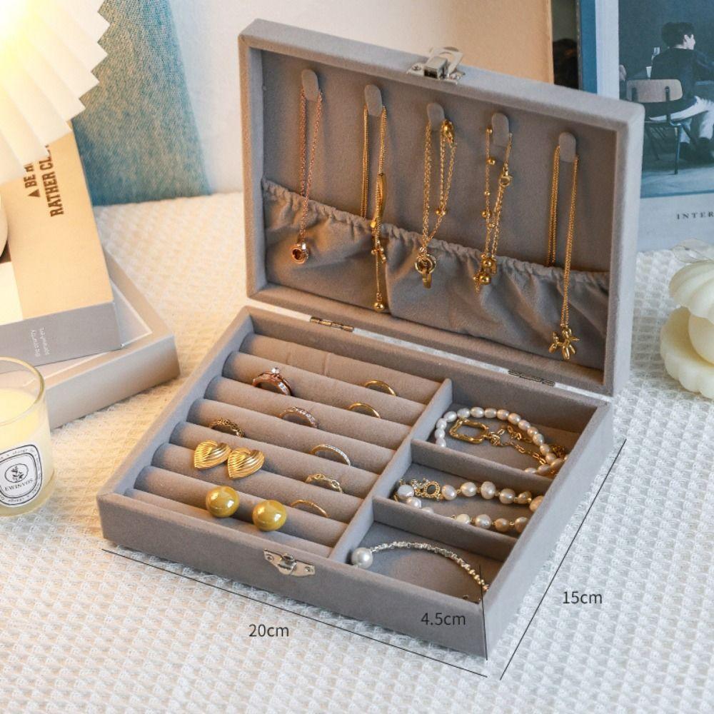 Large Capacity Travel Jewelry Case Dustproof Portable Earring Organizer Bracelet