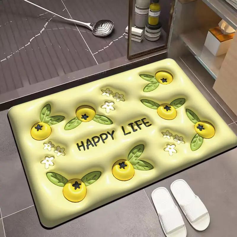 Three-dimensional Visual Cartoon Bathroom Floor Mat, Absorbent and Non Slip Soft Carpet Shower Room Entrance Decoration