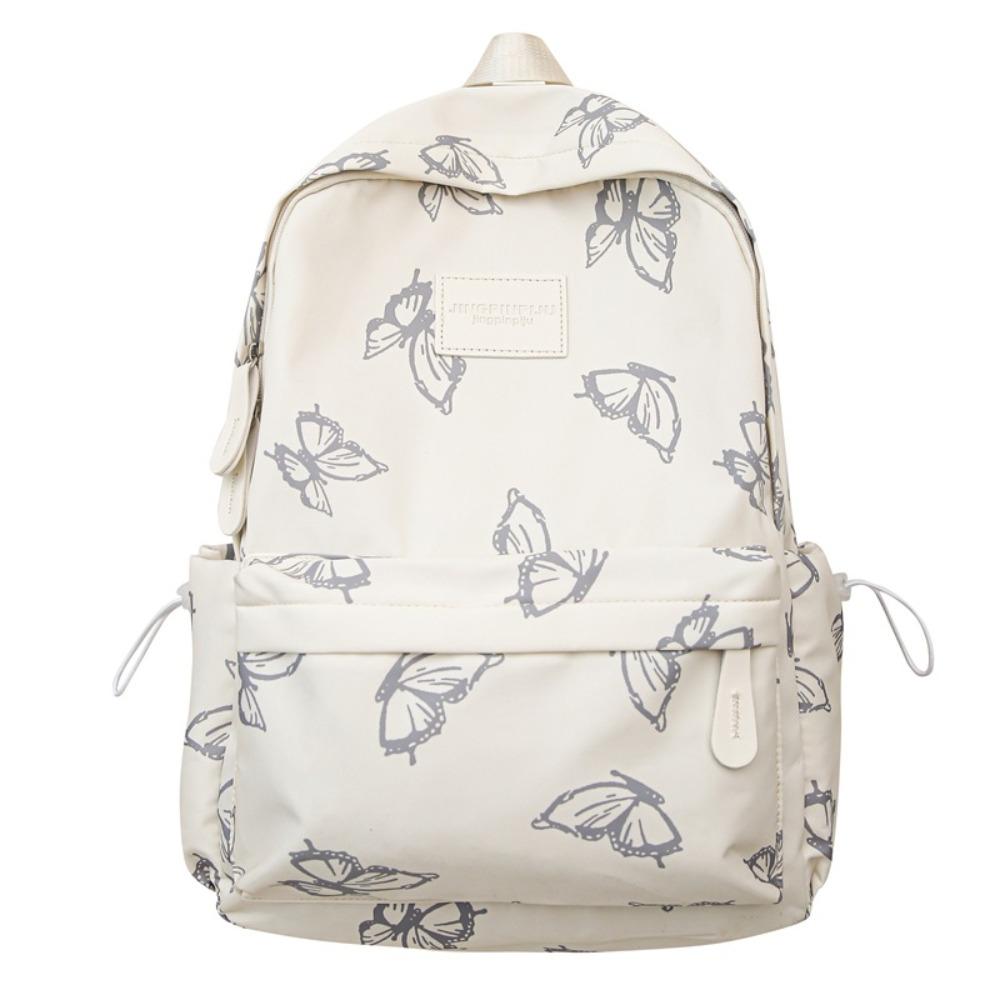 Small Pack Zipper Shoulder Bag Solid Color Casual Backpack Waterproof Butterfly Backpack Women