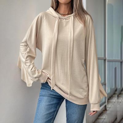 Женские свободные свитера с длинным рукавом и V-образным вырезом, женские топы, однотонные толстовки