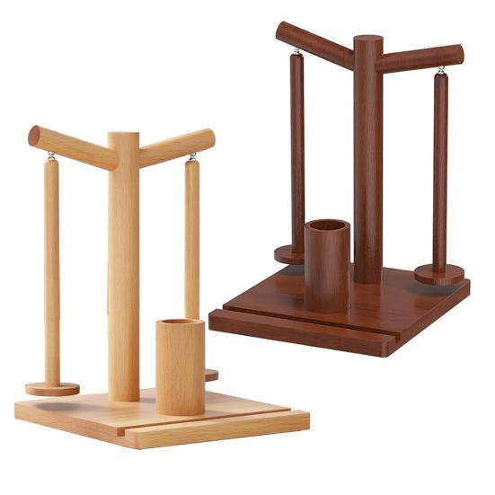 Деревянный держатель для пряжи Магнитный вращающийся диспенсер для пряжи с 2 шпулями Держатель для пряжи с подставкой для телефона для вязания спицами и крючком