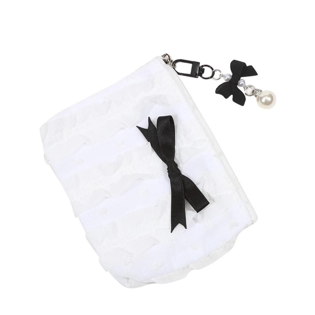 Милый кружевной кошелек с бантом, портативная косметичка для хранения, ключница, косметичка для помады, органайзер для наушников, клатч, сумки на молнии, женские кошельки