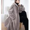 Autumn and Winter New Warm Artificial Fur Imitation Mink Coat Hooded Knee Long Fur Coat Women's Clothing