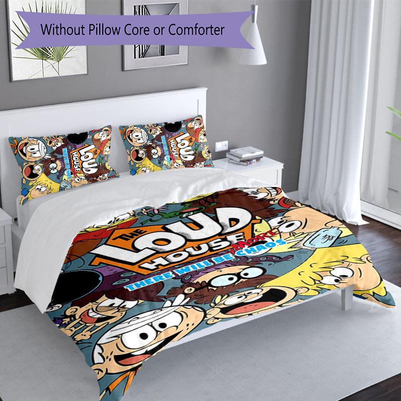 3pcs The Loud House1 pattern bedding set duvet cover set includes duvet cover &pillowcases, perfect all season bedroom decoration & gift
