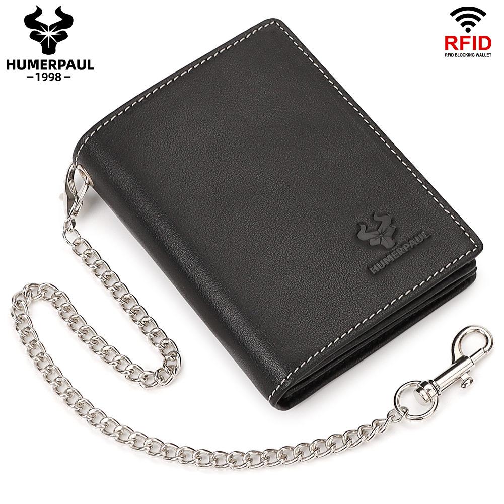 Humerpaul Genuine Leather Men Wallet Rfid Slim Card Holder with Anti-lost Pocket