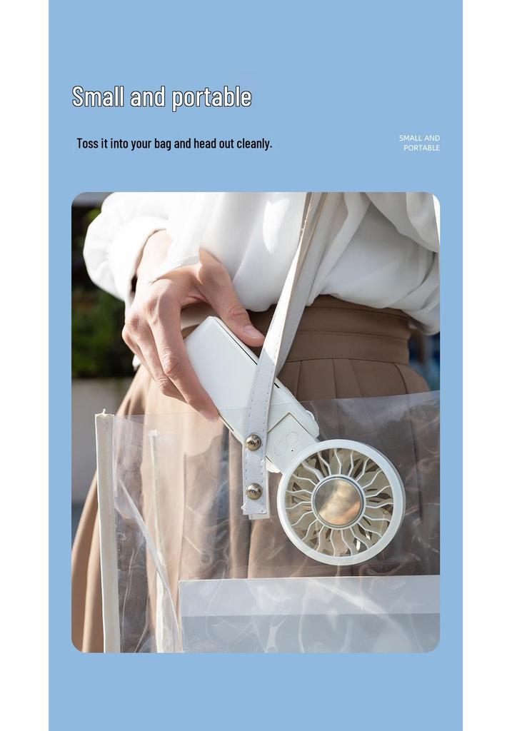 Portable Neck-Hanging Handheld Fan with Semiconductor Cooling and Foldable Ice Pack