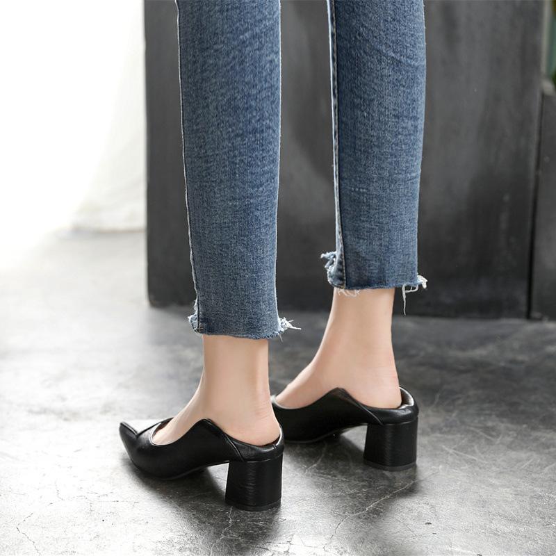 Spring New Pointed High Heels Thick Heels Professional Single Shoes Fashionable All-match High Heels