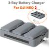 Зарядное устройство на 3 отсека для DJI Neo 2, Smart Charging Hub, Быстрая зарядка, Двойной режим (Полный/Хранение) Зарядка ACC с защитой от перегрева