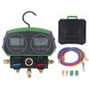 Digital Manifold Gauge Set 2 Valve HVAC Systems Leakage Pressure Tester Tool with 3 Hoses for Air