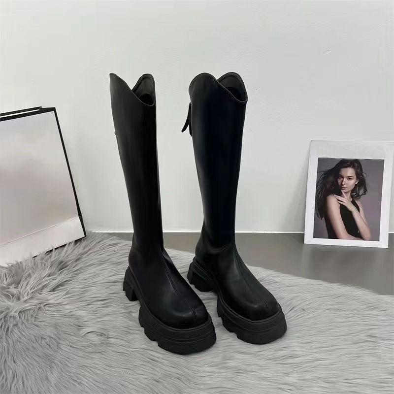 Long Boots Women's Thick-soled Thick Heels 2025 New Autumn and Winter Tall Knight Boots But Knee Thick Legs Big Tube Circumference Long Boots