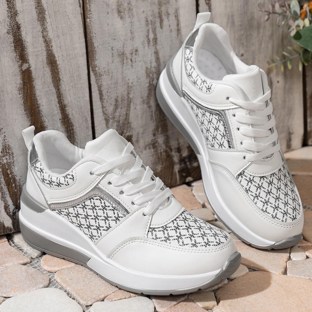 Women's Trendy Platform Sneakers Casual Lace Up Outdoor Shoes Comfortable Low Top Sport Shoes Plus Size Shoes 36-43