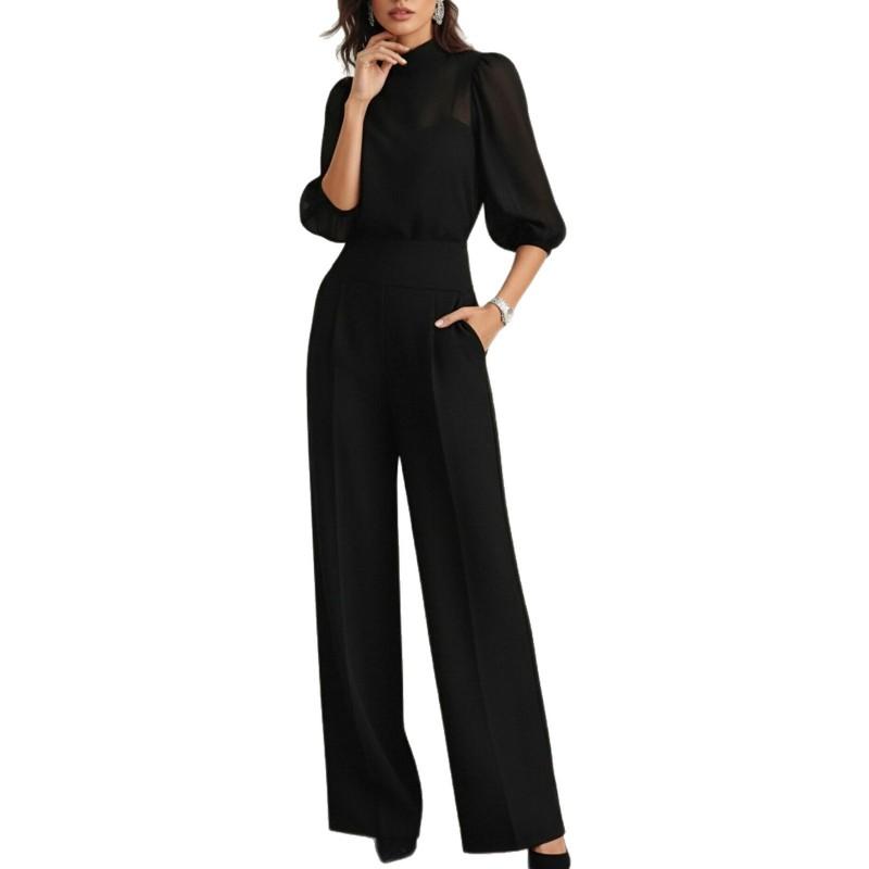2026 Womens Slimming Print 3-Piece Set: Short Sleeve Top Wide Leg Pants Vest Business Casual Outfit