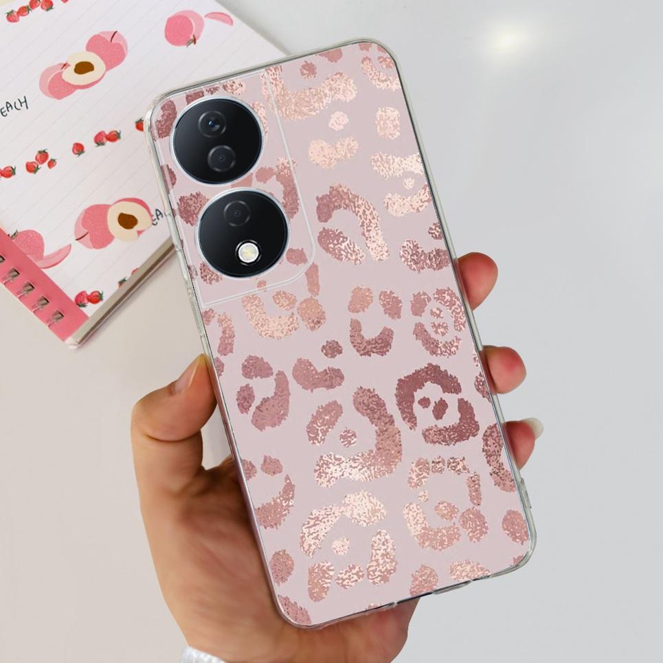 For Cover Honor X7b 5G Case For Honor X8B 4G Love Heart Women Fashion Luxury Pattern Housing Etui Huawei HonorX8b Soft Clear TPU
