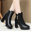 Autumn High Quality Genuine Leather Winter Boots Comfortable Warm Fur Women Ankle Boots High Heel Women's Booties Platform Shoes