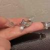 Korean Fashion Full Diamond Butterfly Adjustable Ring - Trendy Open Index Finger Ring for Women