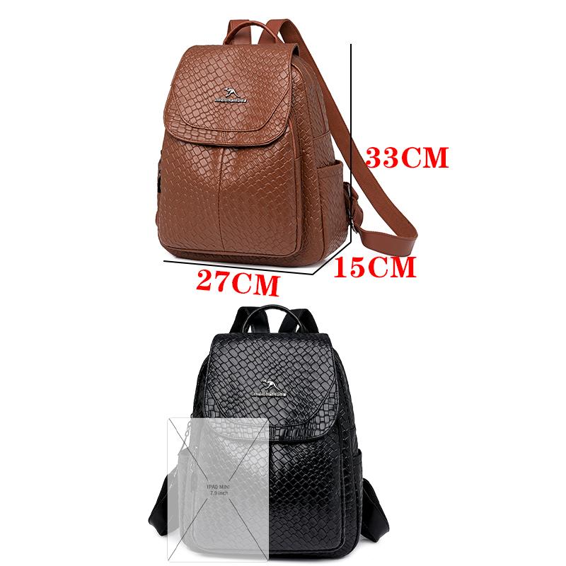 Vintage Women Leather Backpack Purse For Women  High Quality Female Design Bagpack Rucksack Large Bookbag For Girl Sac A Dos Quality