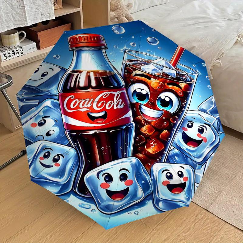 1 шт. Зонт Coca-Cola с кубиками льда, автоматический, с защитой от ветра, 8 спиц, прочный купол, долговечные спицы, модный дизайн, аксессуар для улицы, забавный Pr