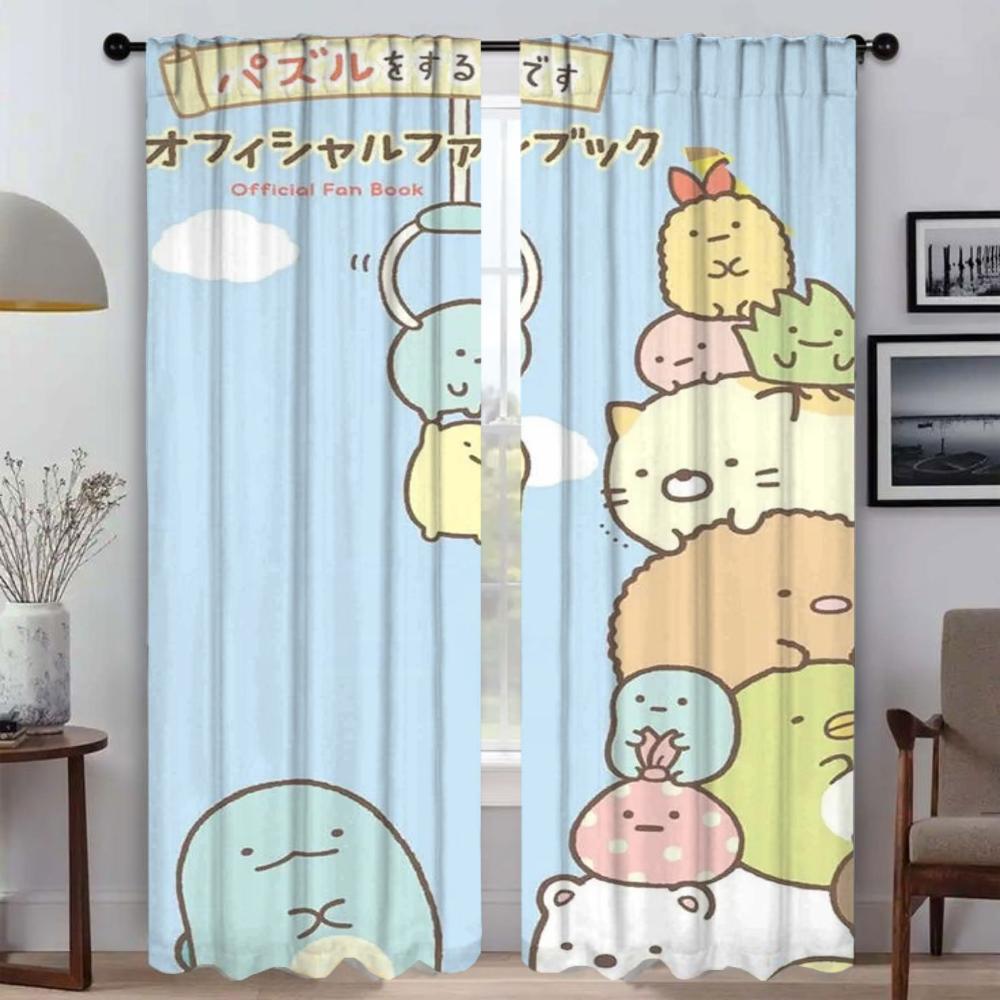 Антимоскитные шторы Sumikko Gurashi для камеры, Хэллоуинское украшение, Элегантные комнатные шторы, 2 шт., Шторы-занавески для гостиной