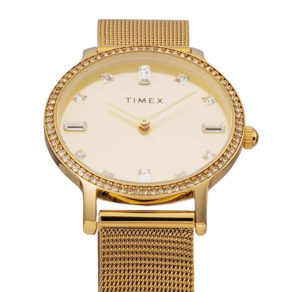 Часы Timex Transcend Gold Dial Brass Mineral Glass Quartz 34MM American Watch Brand TW2W19300 Unisex Gold [TIMEX] [Товар]