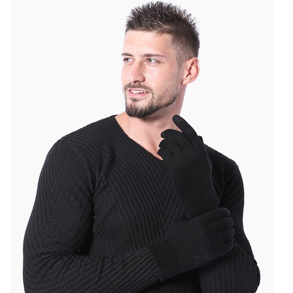 Зимние мужские взрослые плюс осенние и зимние утолщенные вязаные теплые шерстяные перчатки