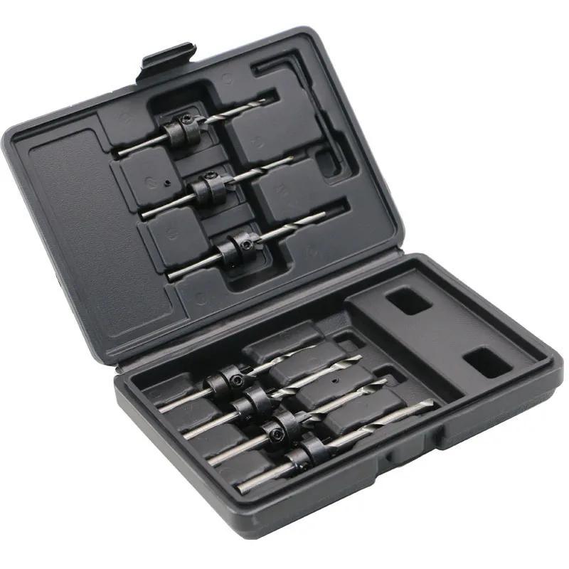 Набор из 7 профессиональных зенковочных сверл Закаленные сверла Сверла для шурупов по дереву Стопорное кольцо Деревообрабатывающие зенковки Сверла