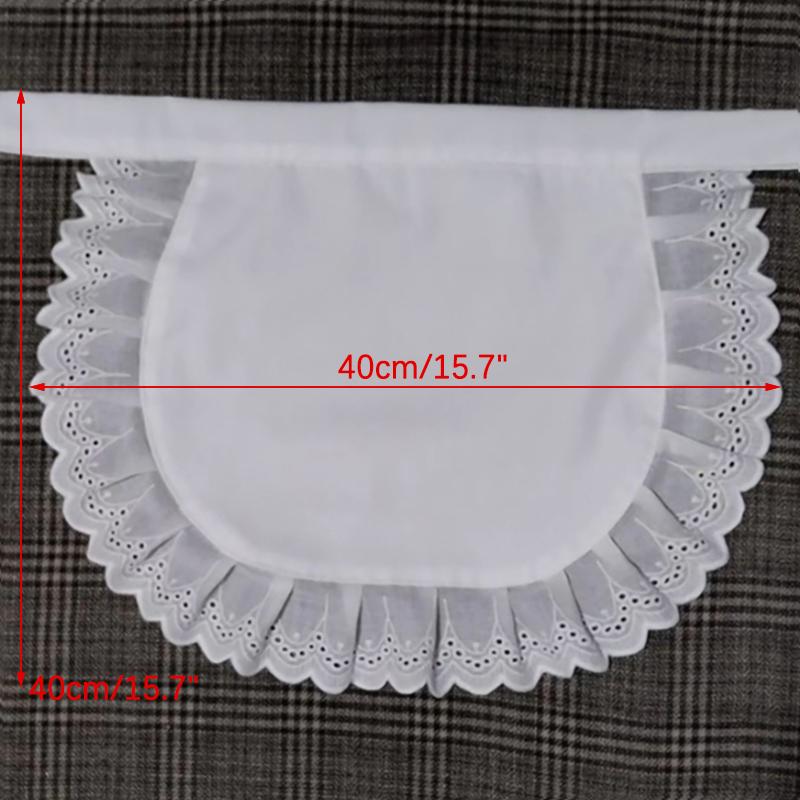 Woman Half Waist Cooking Kitchen Apron Short Lolita Maid Sexy Lace Black White Bib Beauty Flower Coffee Shop Pinafore Home Work