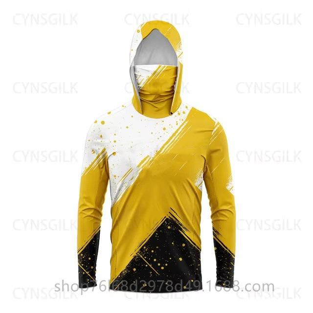 Outdoor sunscreen clothing, ice silk long-sleeved fishing clothing, quick-drying breathable hoodie, face towel, integrated mosquito-proof clothing