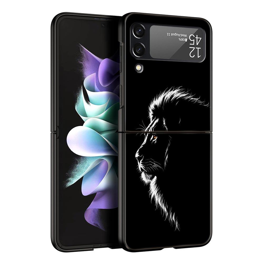 Лаконичный чехол для телефона с рисунком льва для Samsung Galaxy Z Flip3 Flip4 Flip5 Чехол-оболочка для Z Flip 3 4 5 6 7 Жесткая складная крышка
