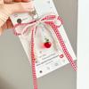 Sweet Plaid Ribbon Keychain Strawberry Charm Keyring Bowknot Pearl Phone Pendant Jewelry For Girl Women Gift Bag Decoration
