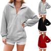 Women's Casual Fashion Half Zipper Lapel Solid Color Casual Top Sweatshirt