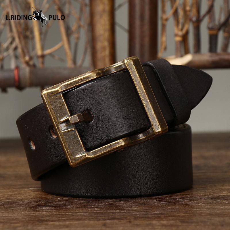 High-end Light Luxury Retro Pure Handmade First Layer Cowhide Belt Men's Fashionable All-match Genuine Leather Belt