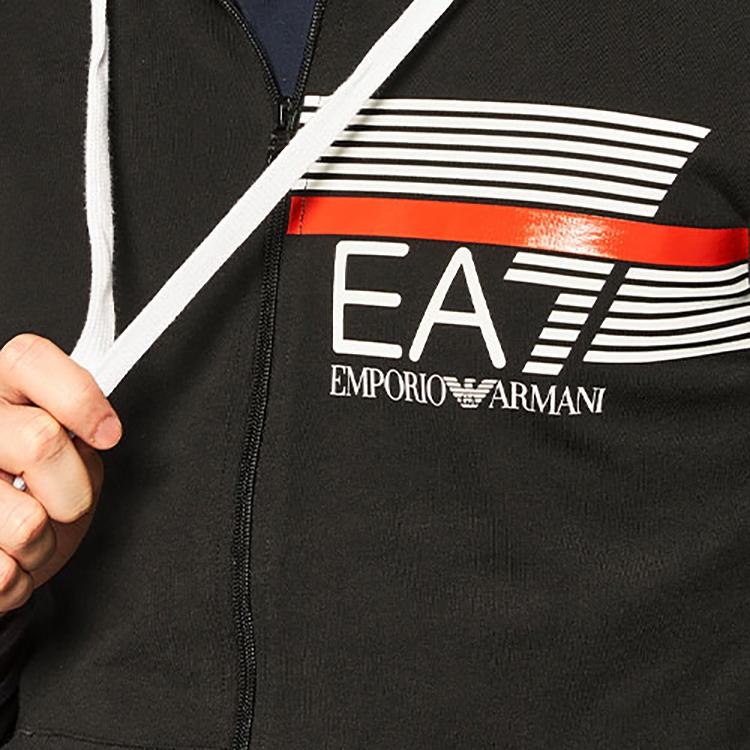 Emporio Armani Мужская толстовка с принтом логотипа EA7 на молнии Черный 3HPM54-PJ05Z-1200