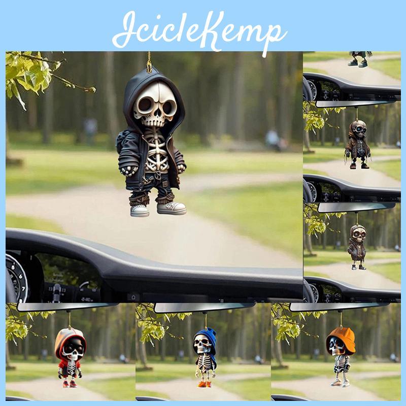 Trendy Cartoon Skull Acrylic Car Charm For Unique Halloween Home Decorations