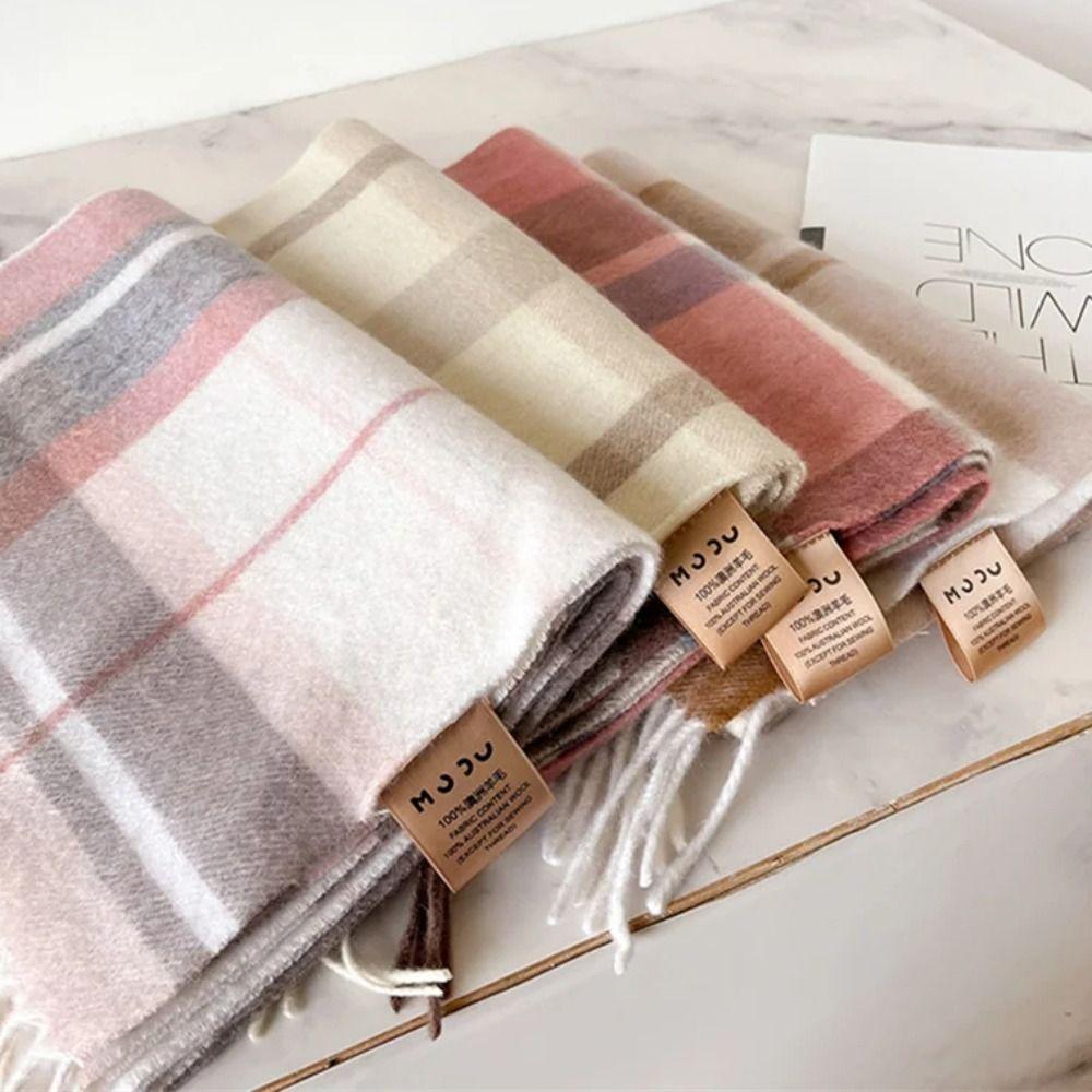 Thick Warm Winter Plaid Scarf Windproof Shawl Wrap Fashion Long Tassel Scarves