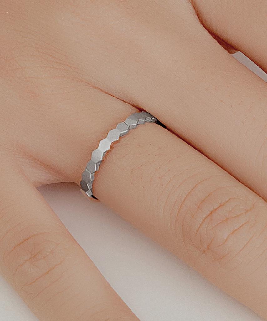 Helene Jewelry Серебряное кольцо 925 пробы Тонкое шестиугольное Miss (Тип C)