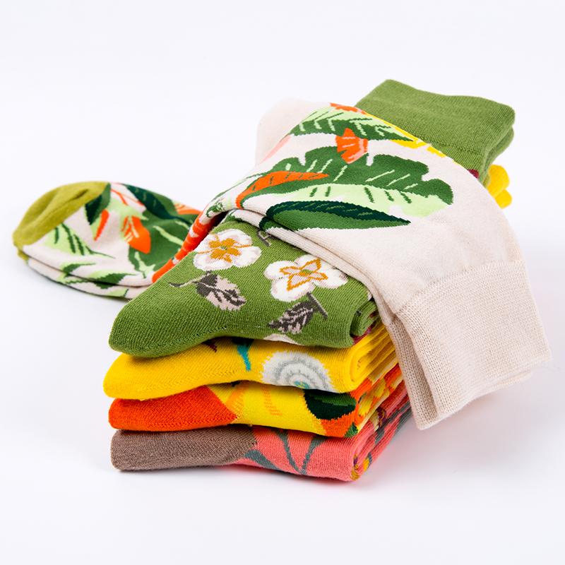 5 пар Новинки Носки женские из гребенного хлопка Унисекс Милые цветочные стили 8 цветов Веселые Забавные Повседневные Женские Дышащие носки до щиколотки