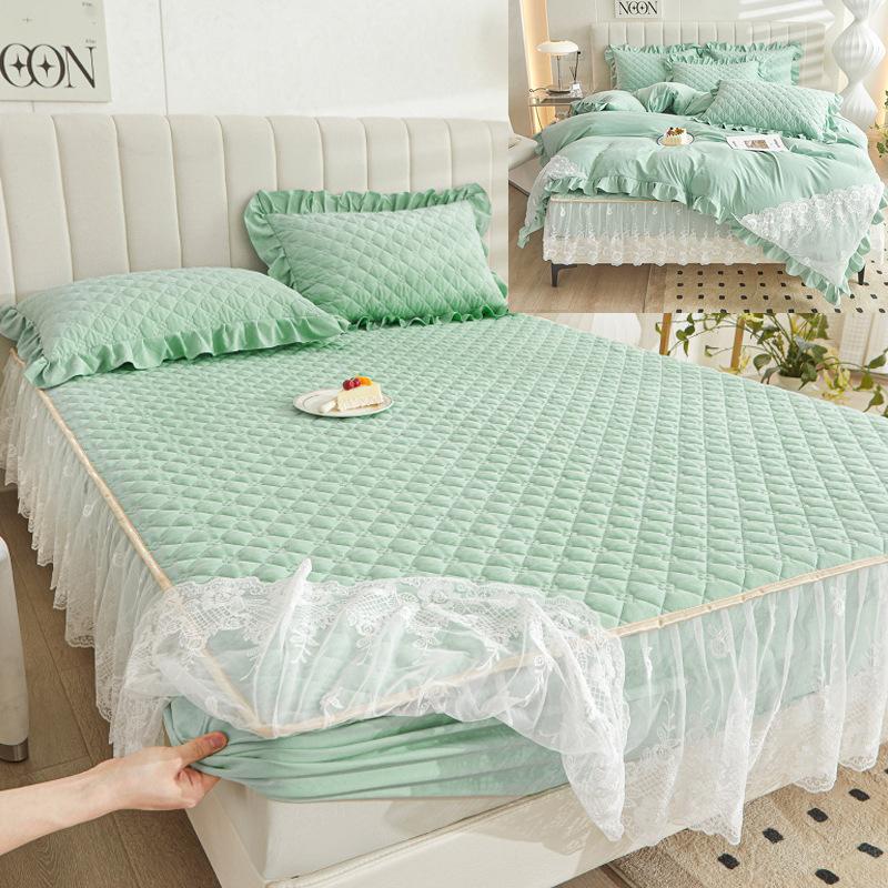 Кружевная юбка для кровати Four Seasons, цельное толстое стеганое покрывало в стиле принцессы, моющееся нескользящее покрывало, постельное белье