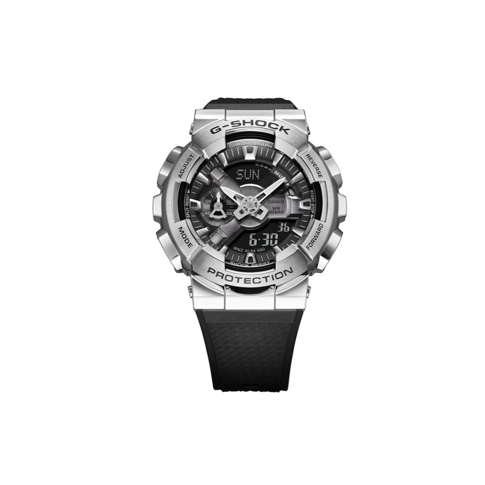 G-SHOCK Серия GM Металлическая Эволюция Серебряное Кольцо Маленькая Пушка Водонепроницаемые Ударопрочные Антимагнитные Кварцевый Механизм Ремешок из Смолы Мужские часы GM-110-1A