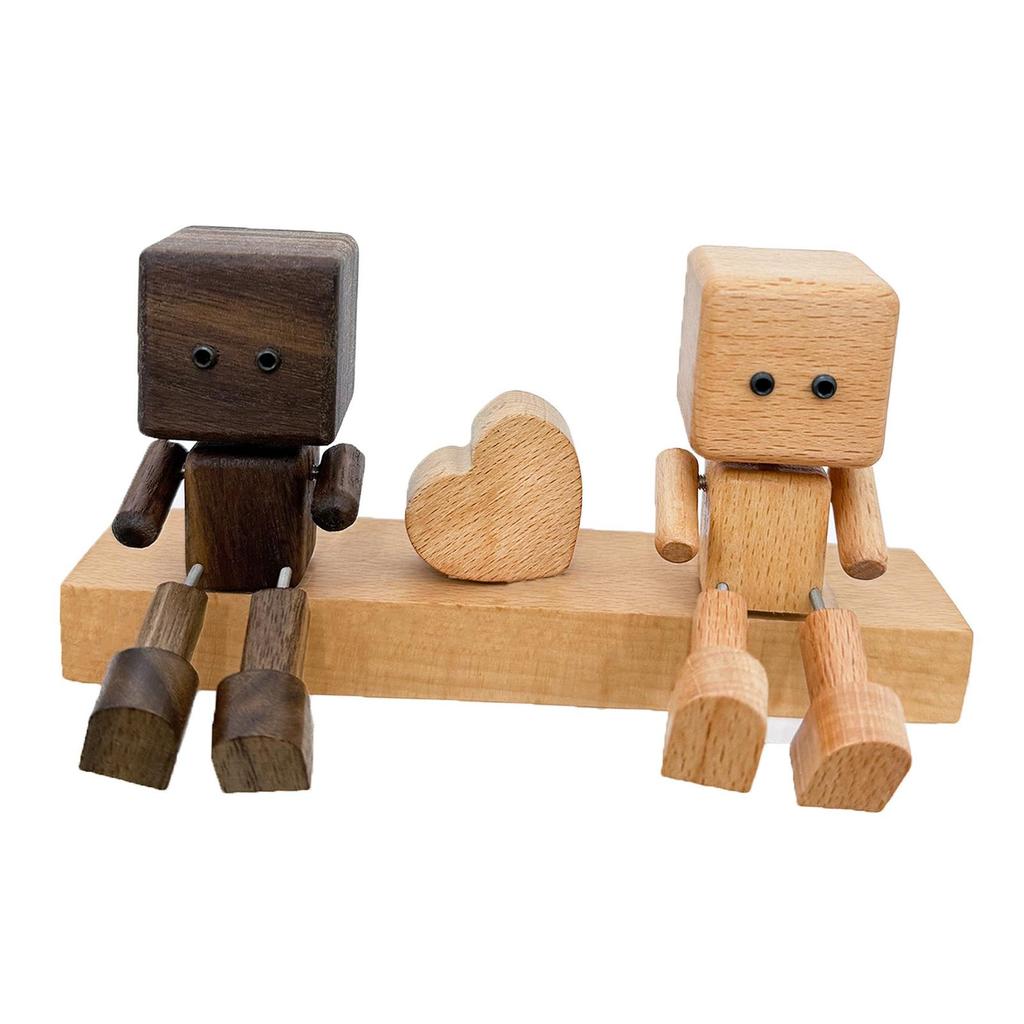 Car Dashboard Statue Shaking Feet Wooden Doll Couple Decorative Man Figurine Creative