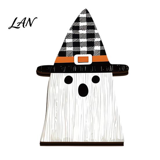 Playful Halloween Desktop Decorations Wooden BOO Ornaments, Lettering Decorations, Rustic Bat Pumpkin Ghost Themed Wood Crafts Table Signs for
