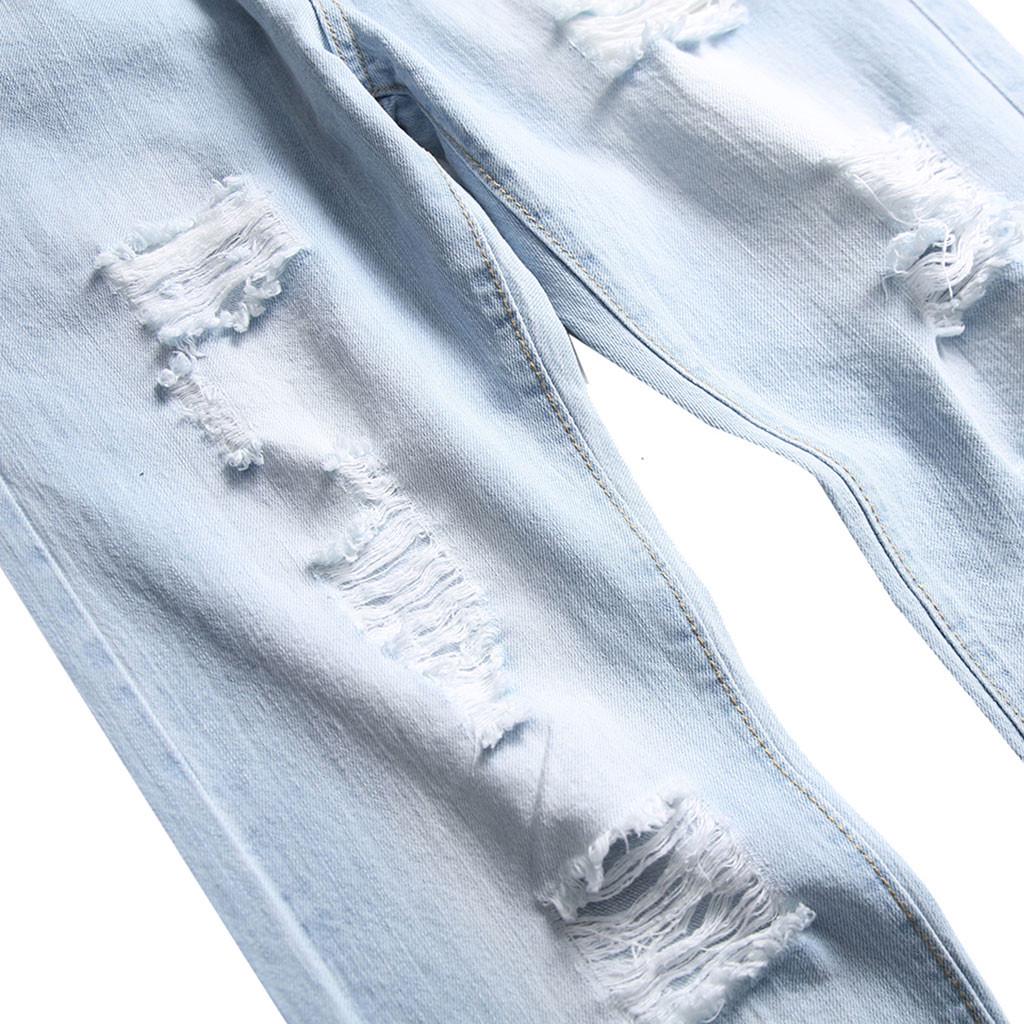 Мужские новые модные эластичные рваные индивидуальные джинсовые брюки