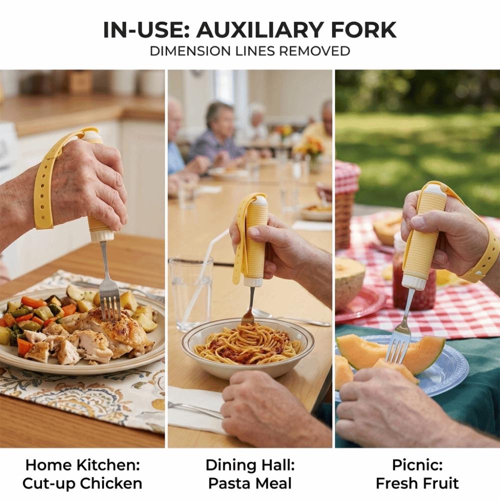 Silicone Handle Anti Tremor Fork Metal Main Adaptive Fork Anti Drop Aid Fork Self Feeding