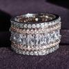 Luxurious Exquisite Brilliant Full Cubic Zirconia Rings for Women Temperament Bridal Wedding Accessory Statement Zircon
