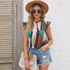Women Summer Ruffles Sleeveless Bohemian Style Pullover Shirt Vest Top