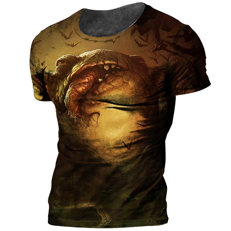 Шикарная мужская футболка Cthulhu Myth с 3D принтом Terror Monster, большой топ с круглым вырезом, летняя модная повседневная Повседневная дышащая ткань