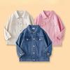Модная одежда на весну и осень, детская синяя джинсовая многоцветная куртка для мальчиков, повседневная корейская версия большого детского топа
