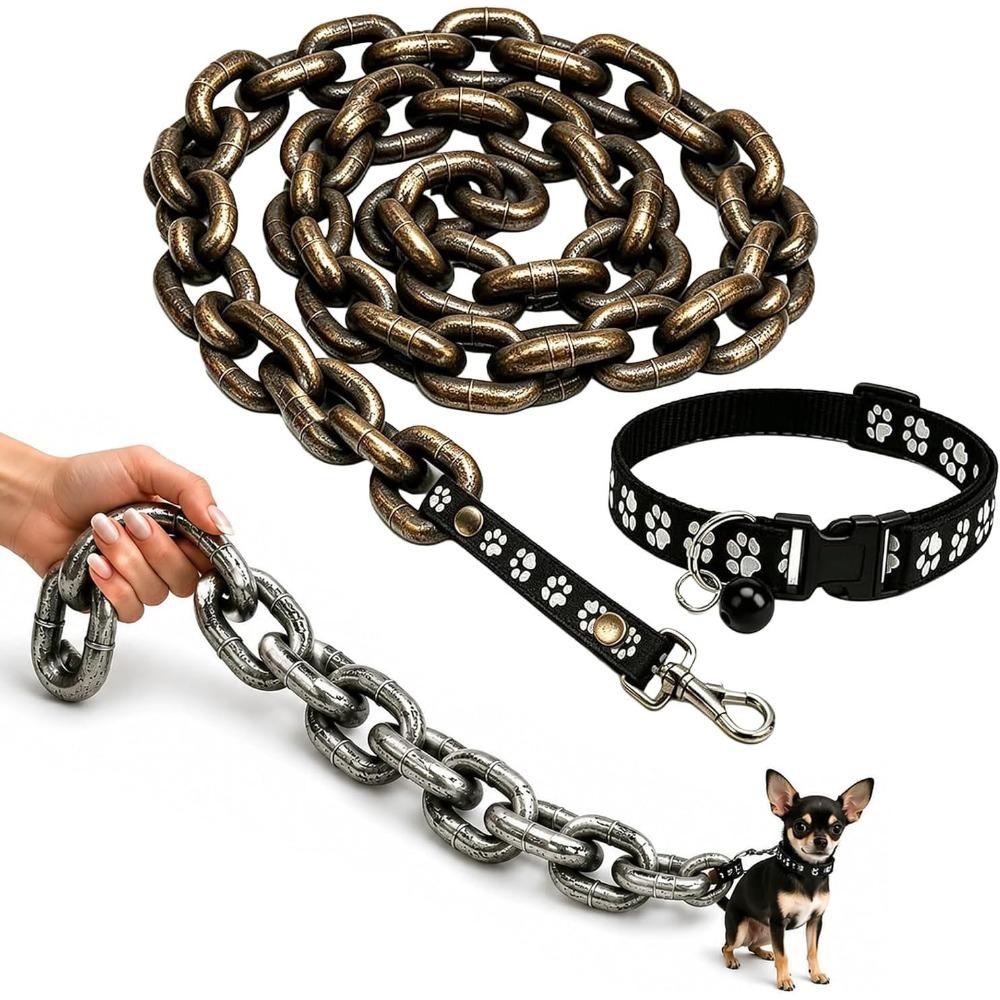 Lightweight Fake Chain Leash Funny Photo Prop Leash Novelty Dog Leash Prop  Puppy Walking