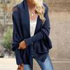 Женский кардиган, пальто без воротника, летучая мышь, длинный рукав, открытый спереди, вязаное пальто, эластичные манжеты, однотонный свободный крой, вязаный кардиган